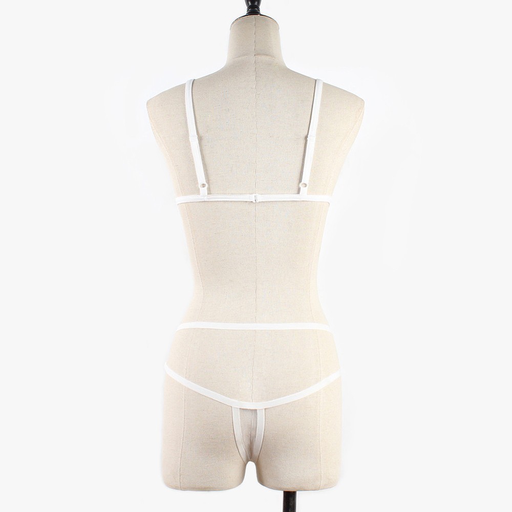 Bandage Bra Set M-2XL Mesh Nightwear See-through Set Sexy Spandex Thong