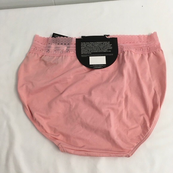 BALI Comfort Revolution Microfiber Hi Cut Brief Panties Sz 6/7 Wide Lace Pink