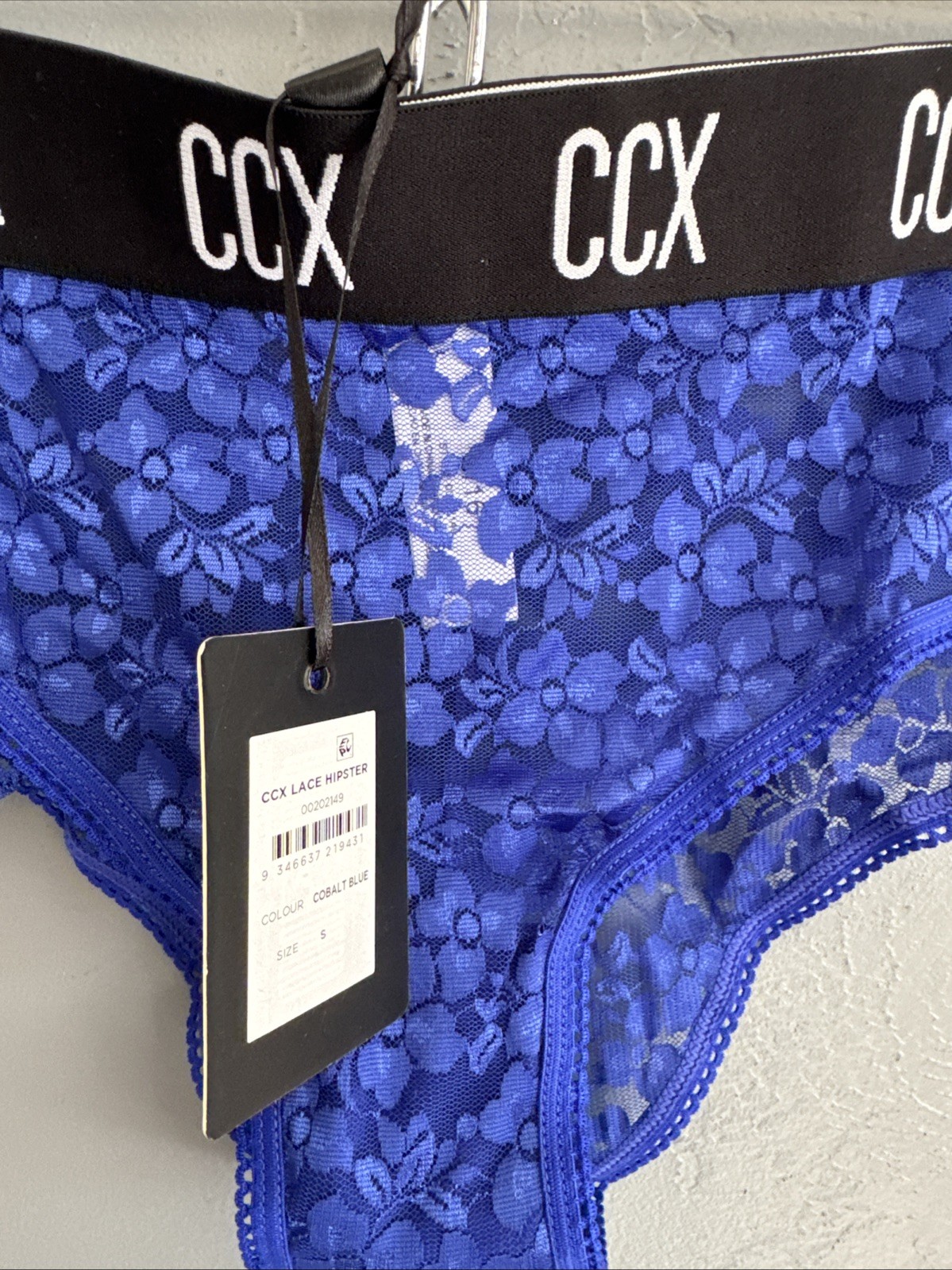 City Chic CCX Lace Hipster Thong Underwear Lingerie Cobalt Blue size S/16 NWT