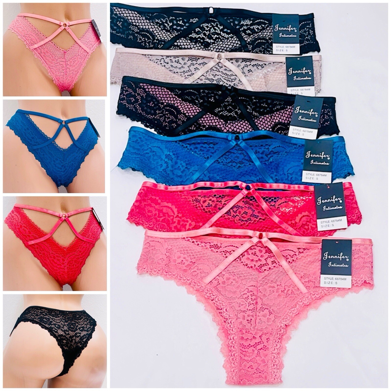 6pack Womens Sexy Panties Sheer Lace Briefs Thongs Intimate Ladies Underwear XL