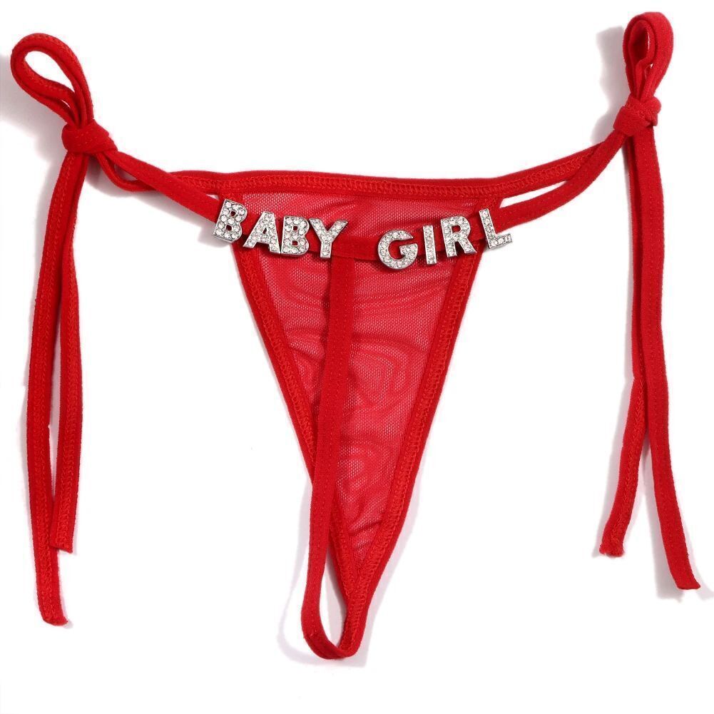Sexy Women G-string Custom Name Thong Crystal Waist Chain Personalized Panties
