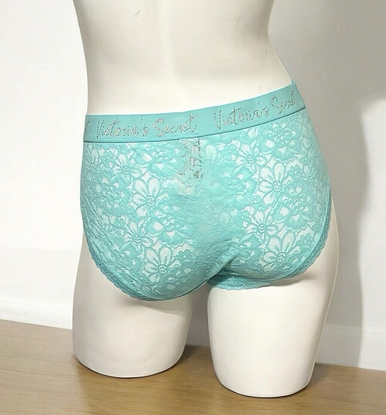 NWT WOMEN’S VICTORIA’S SECRET FLORAL LACE HIPHUGGER PANTY DARK MINT GREEN SZ XL