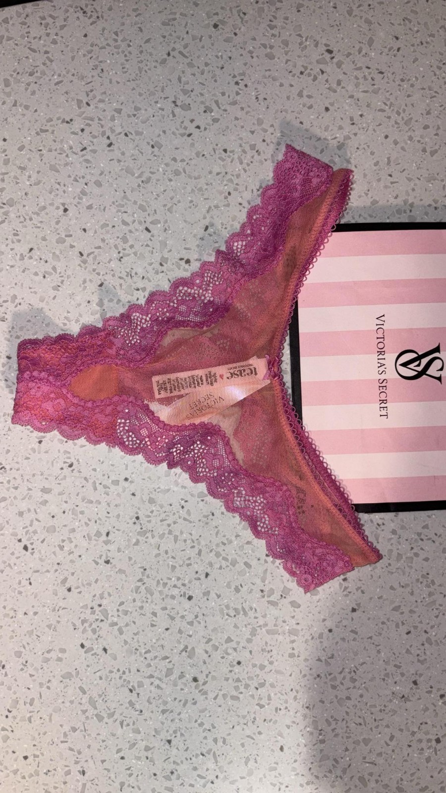 NWT Victoria’s Secret Tease Mesh Lace-Trim High-Leg Thong Panty Size xs