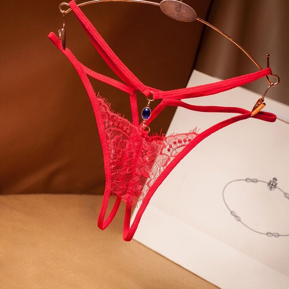 Sexy Women Crotchles Thongs G-string Panties See Through Lace Lingerie Underwear