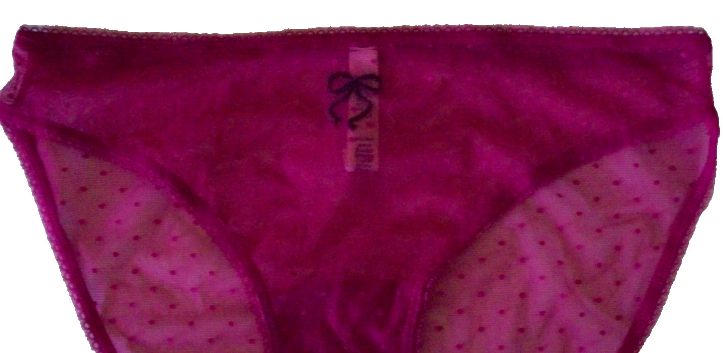 M Hot Fushia Pink Polka Dot Mesh w Bow Stretch Victoria’s Secret BIKINI Panty
