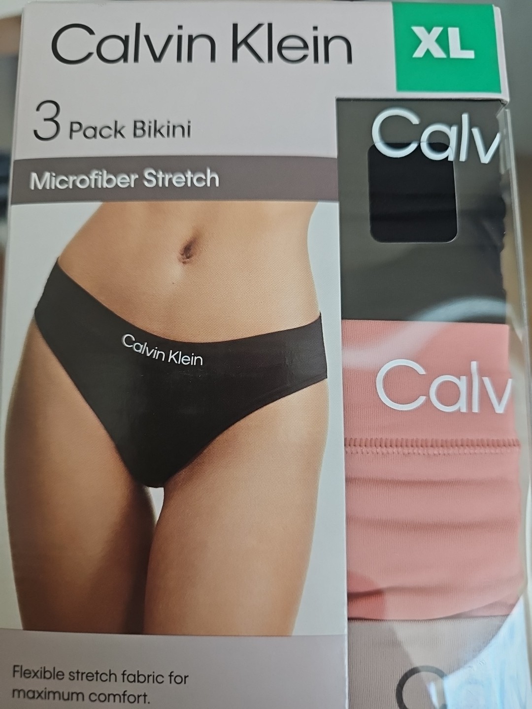 Calvin Klein Women’s Bikini Panties XL Microfiber Stretch 3Pack Multi Color NWT
