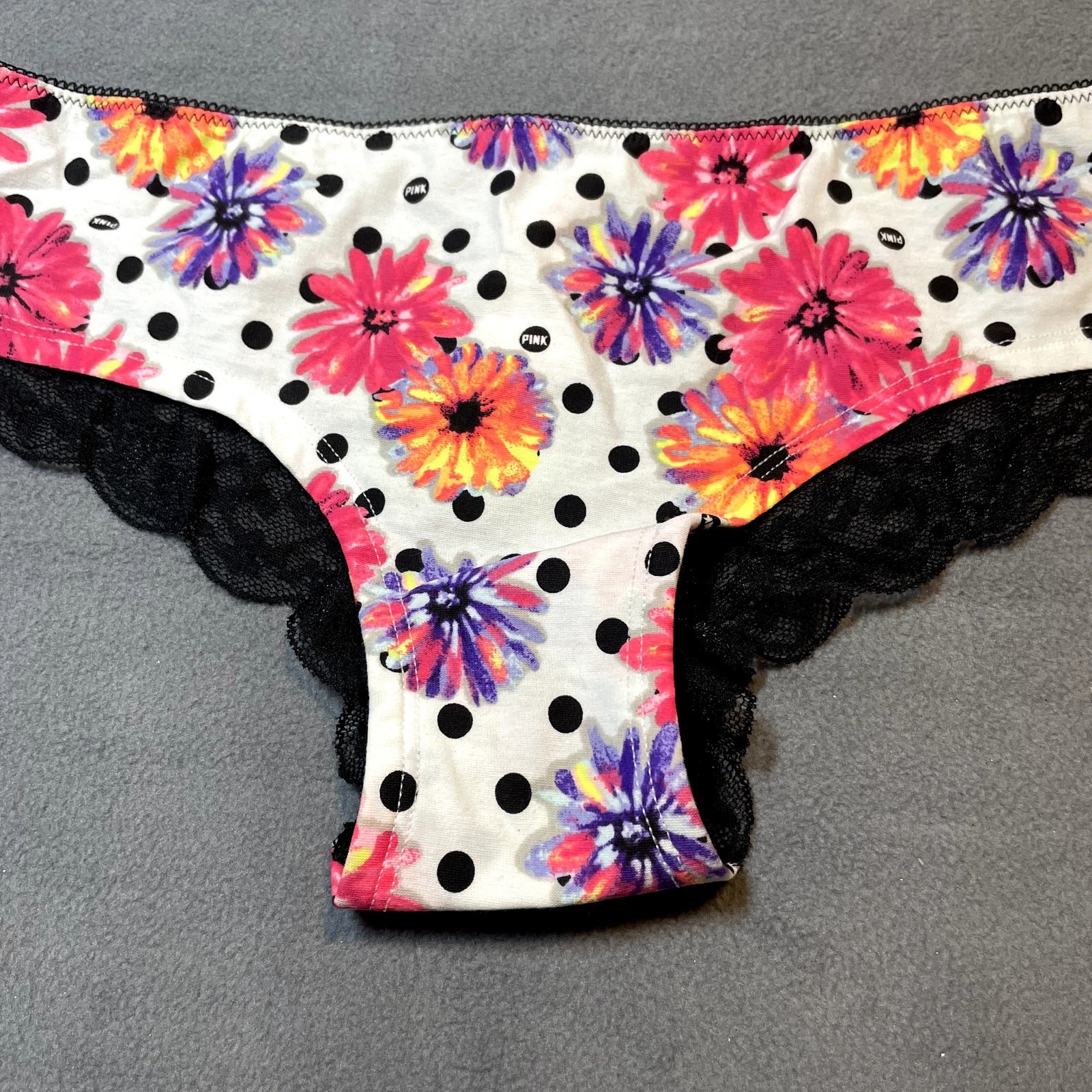 Victoria’s Secret PINK 2012 Lace Back Low Rise Hipster Panty Floral Polka Dot