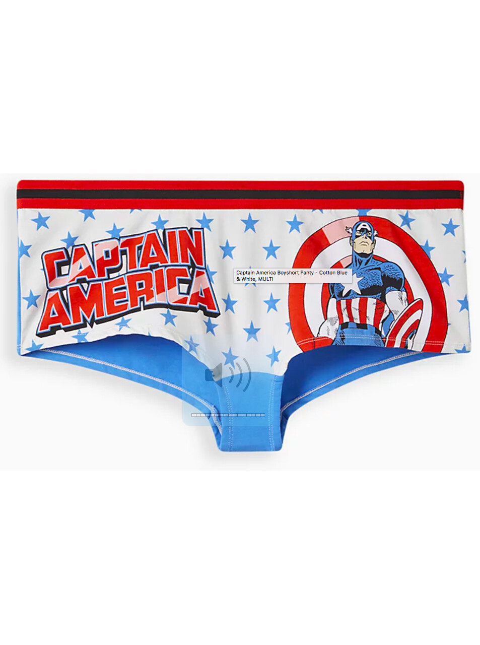Torrid Captain America Boyshort Panty Plus Size 00 (XS) Mid Rise Cotton Marvel