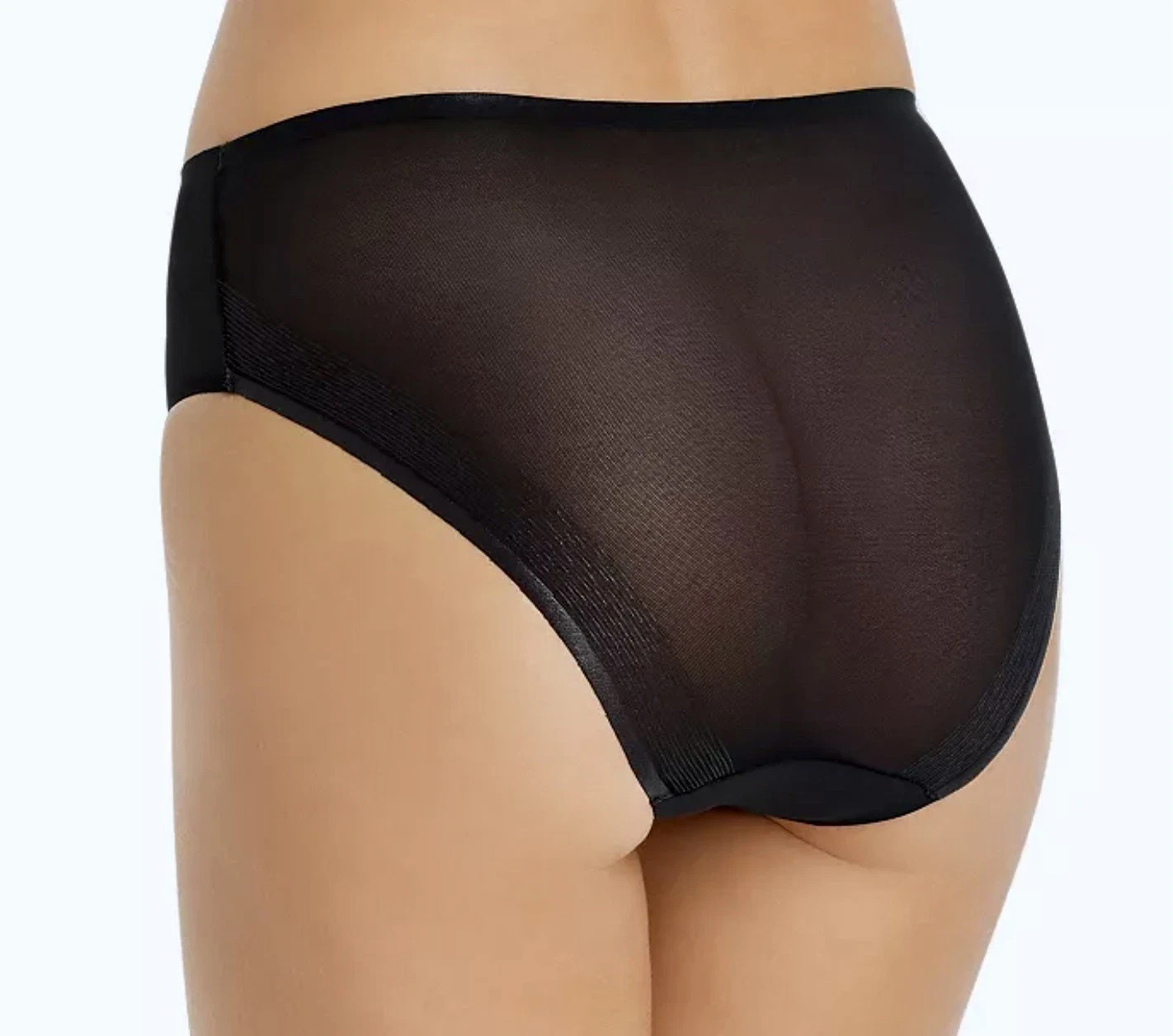 NWT TC Fine Intimates Women’s S Edge Mesh Micro Hi Cut Brief Panty A4-124 Black