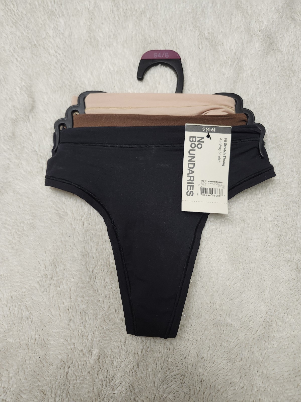 • NWT No Boundaries Women’s 3 Pack Fit Stretch Thong Panties Small Multicolor