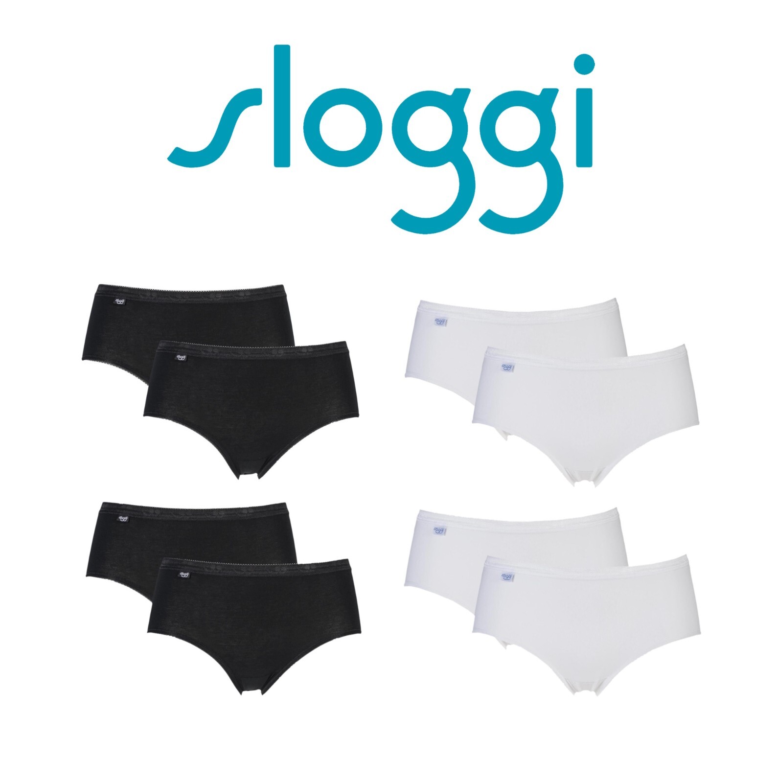 Sloggi Womens Midi Briefs Basic 95% Cotton Soft & Breathable in a Multipack of 4