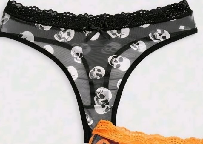 Women’s Halloween Lace Patchwork Sexy Panties , Thongs