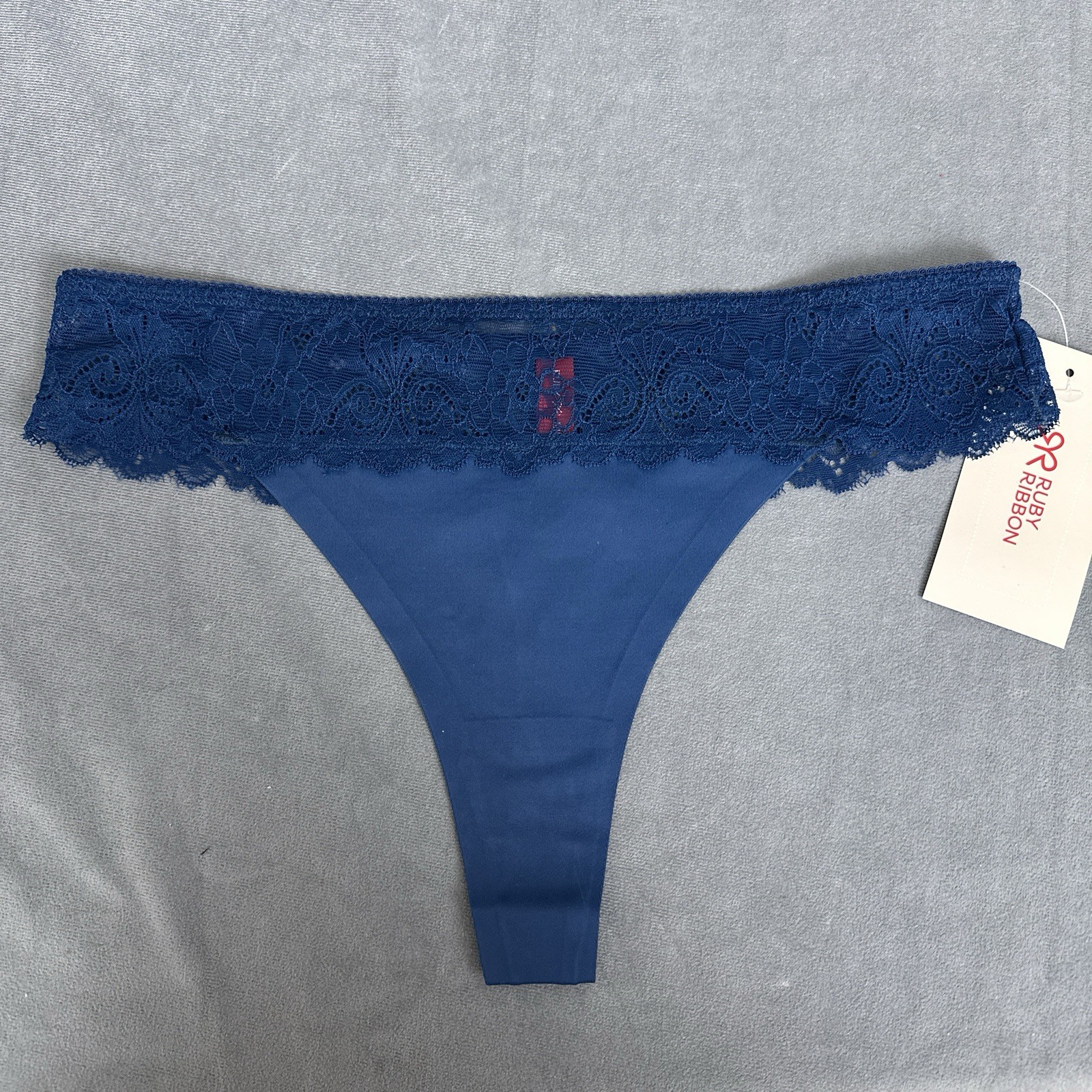 Ruby Ribbon Valentina Lapis Blue Lace Thong Panty Small NWT New Panties