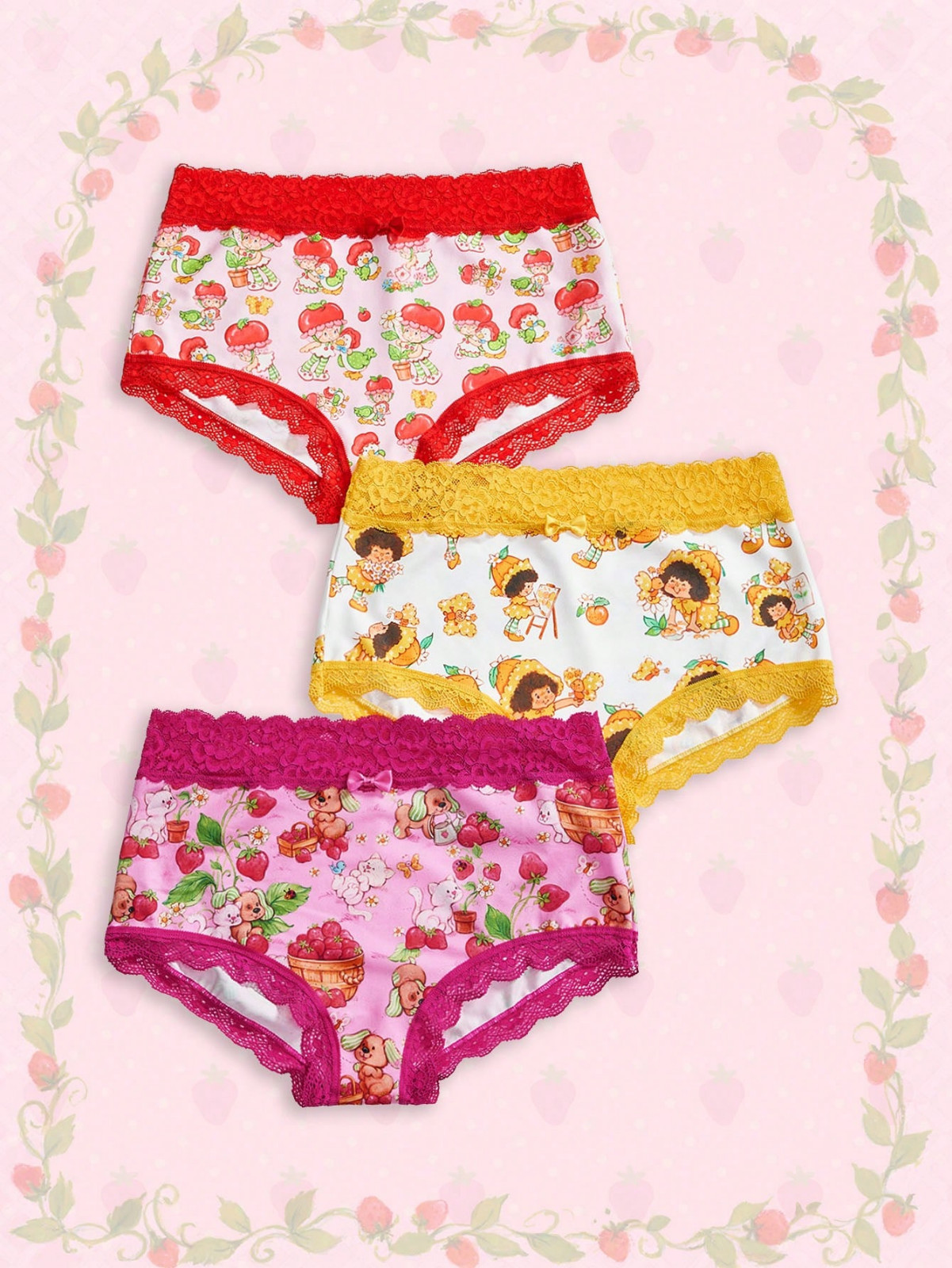 Women’s Strawberry Shortcake Cartoon Cute Licensed Brief Panties – Pack of 3