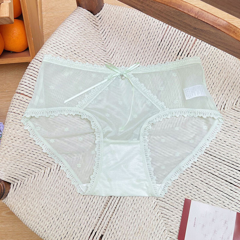 Womens Girls Sweet Lace Panties Briefs Sheer Transparent Underwear Underpants