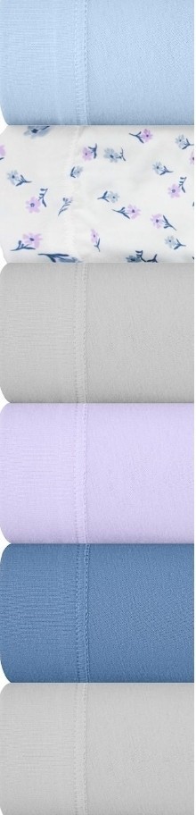 SZ 9 Fruit of the Loom SIGNATURE HI-CUTS 6PK 94%Cot/6%Span NEW: Evening Sky