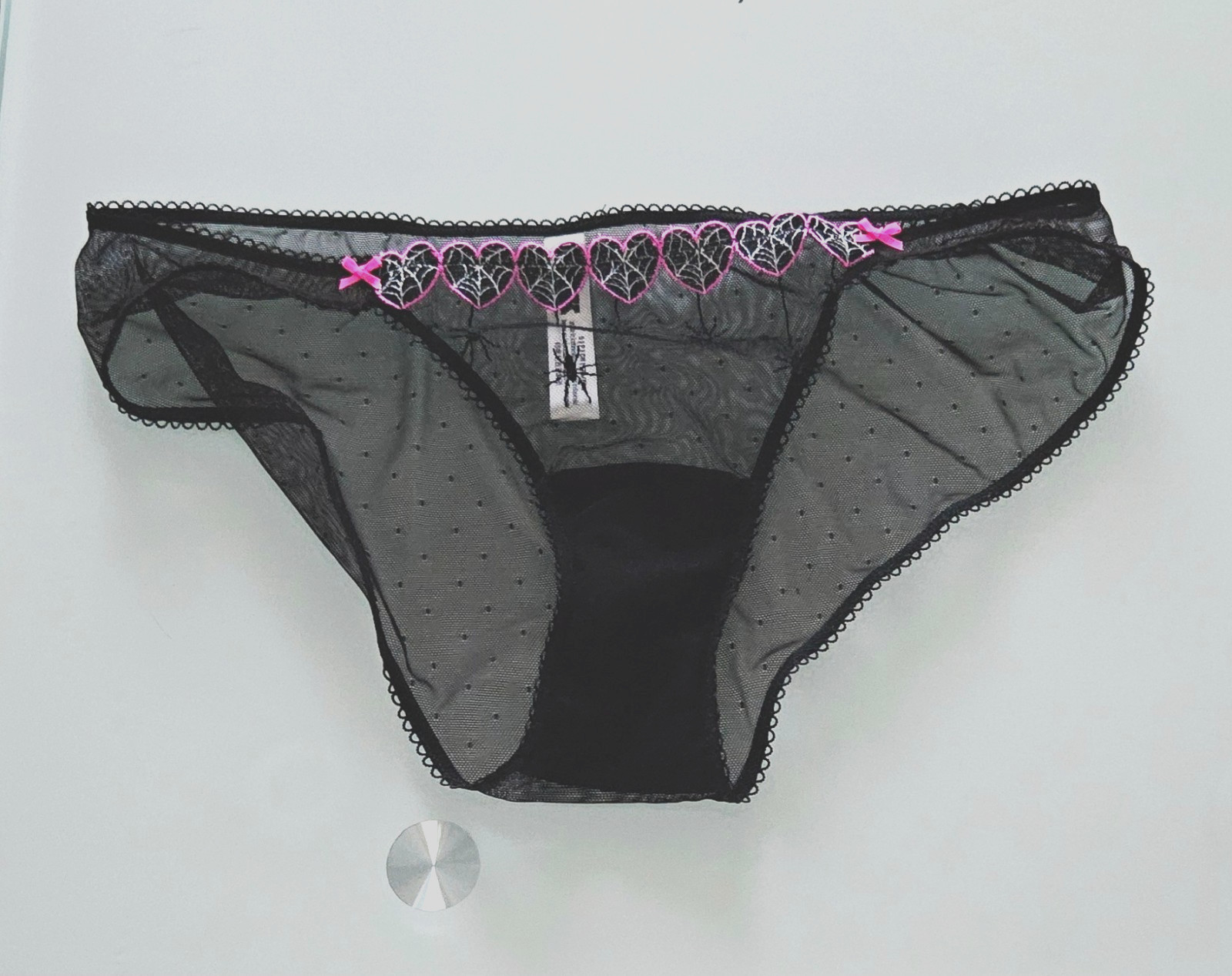 S ADORE ME/ VS DREAM ANGELS EMBROIDERED HALLOWEEN MESH THONG BIKINI PANTY