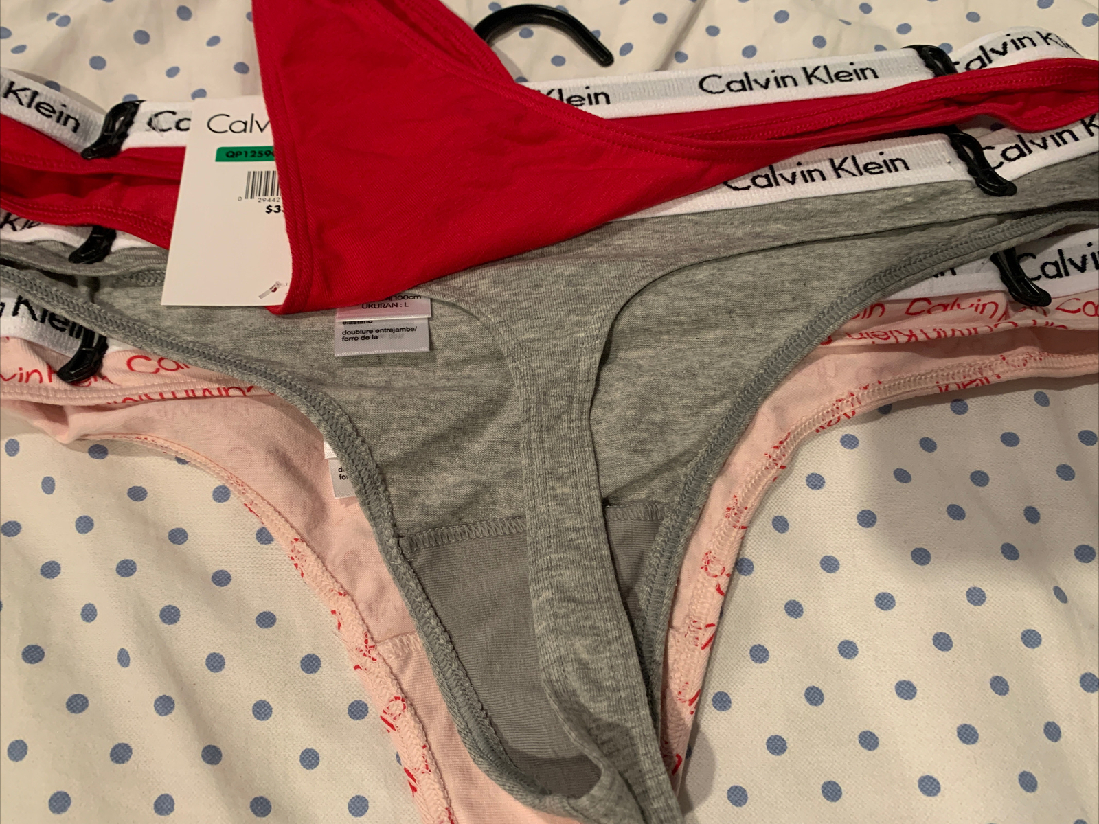 WOMENS SIZE MEDIUM CALVIN KLEIN THONG UNDERWEAR 3 PAIR BROWN PINK GRAY RED