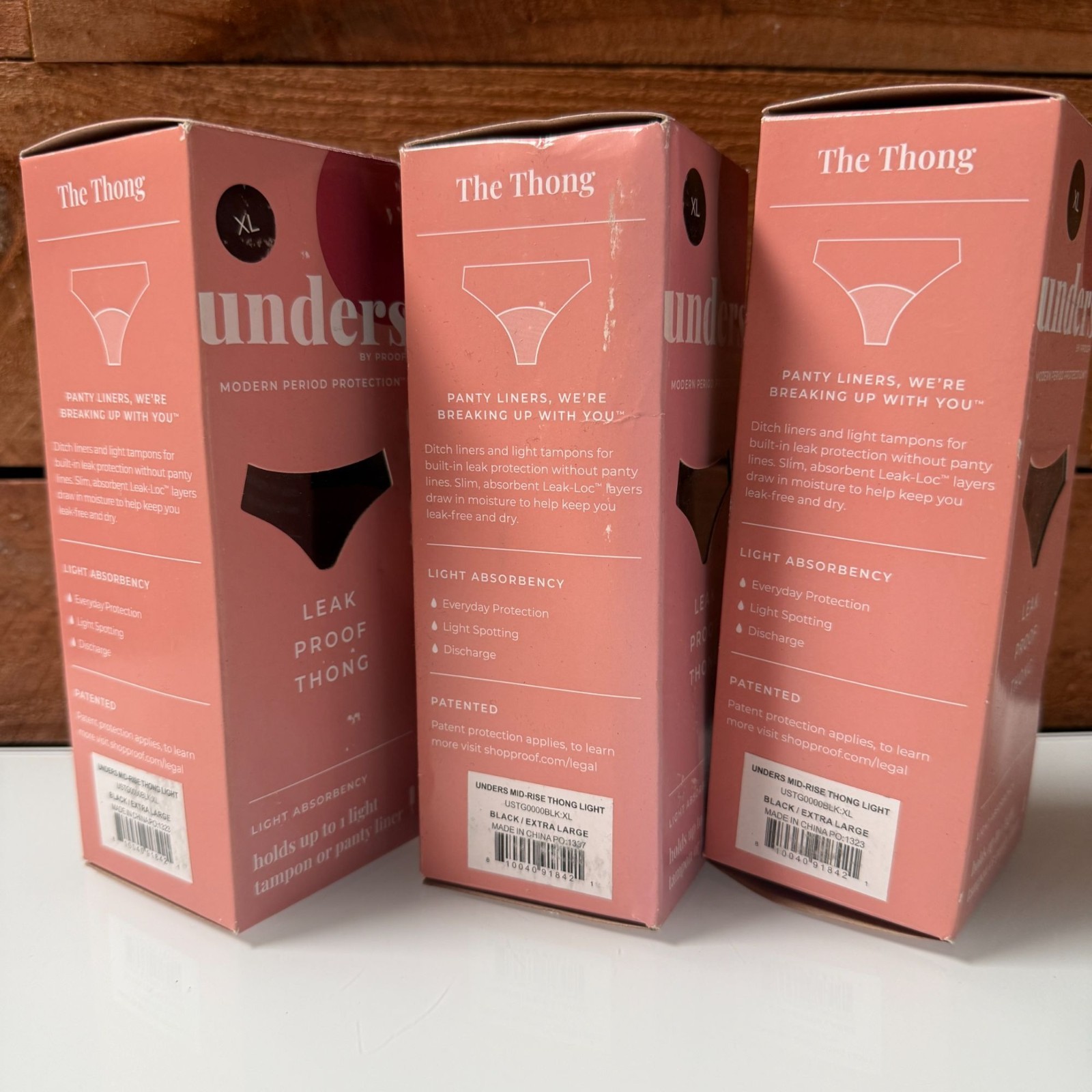 Proof Unders Leakproof Thong Period Underwear Light Absorbency XL 3 Pack NIB