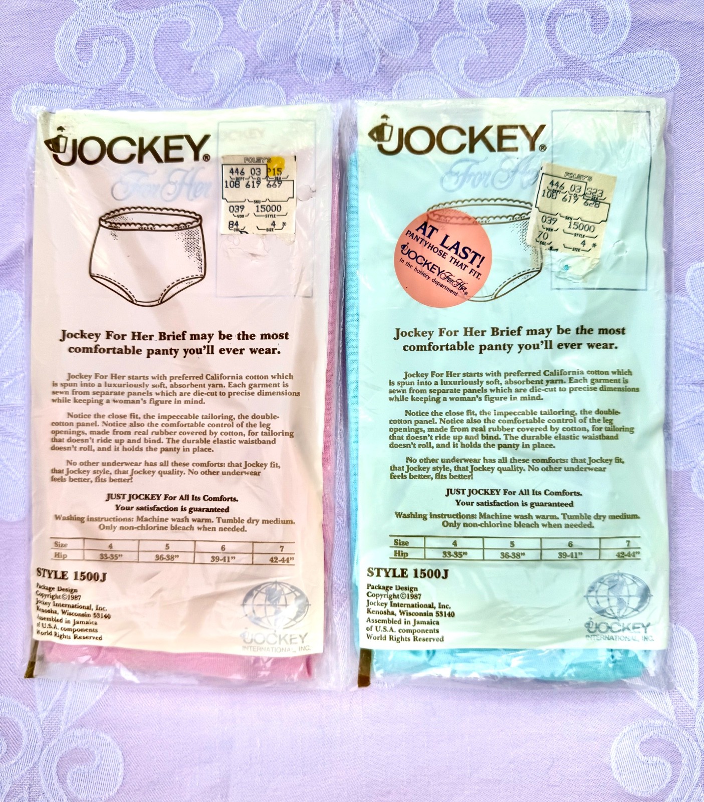 Lot of 2 Jockey Cotton Briefs Pink and Aqua, Size 4, XS, NWT