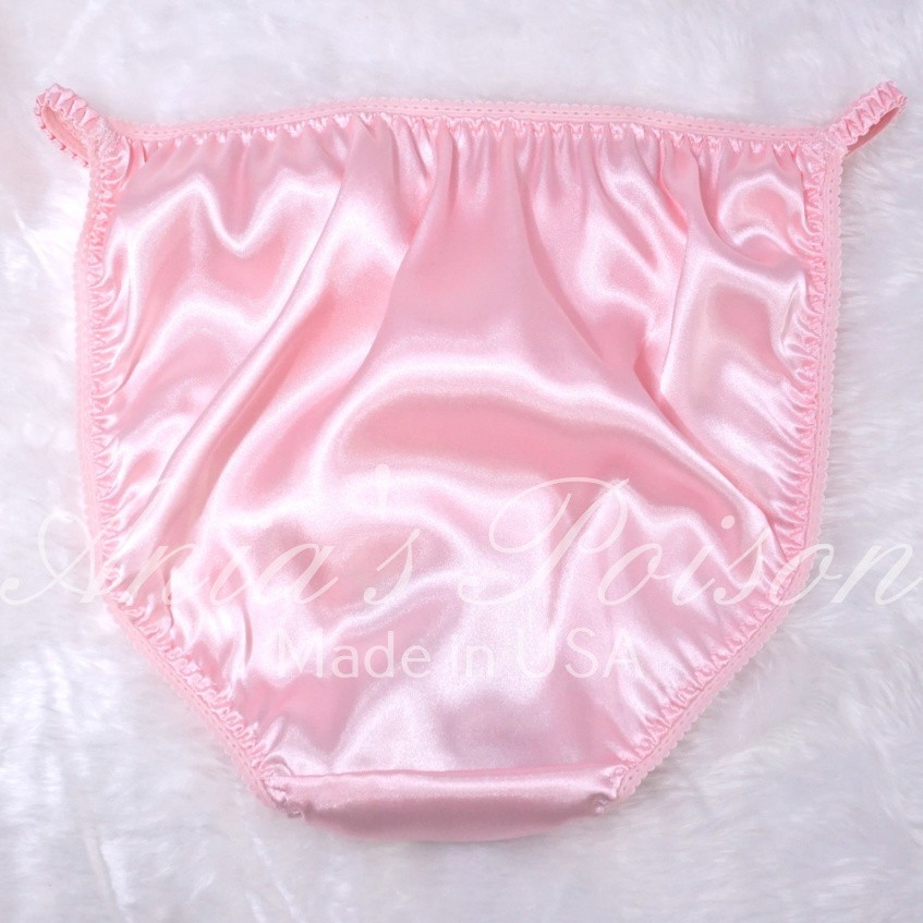 Satin Sissy DUCHESS CUT panties Peachy Pink shiny women’s string bikini 5-9