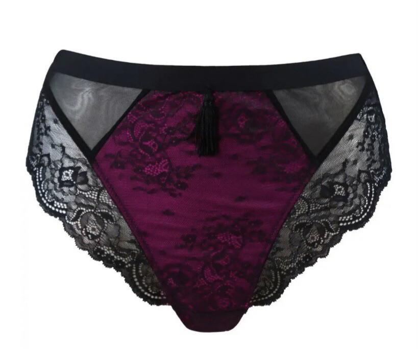 Pour Moi Sensation Black Fuchsia Pink High Leg Brief UK 8