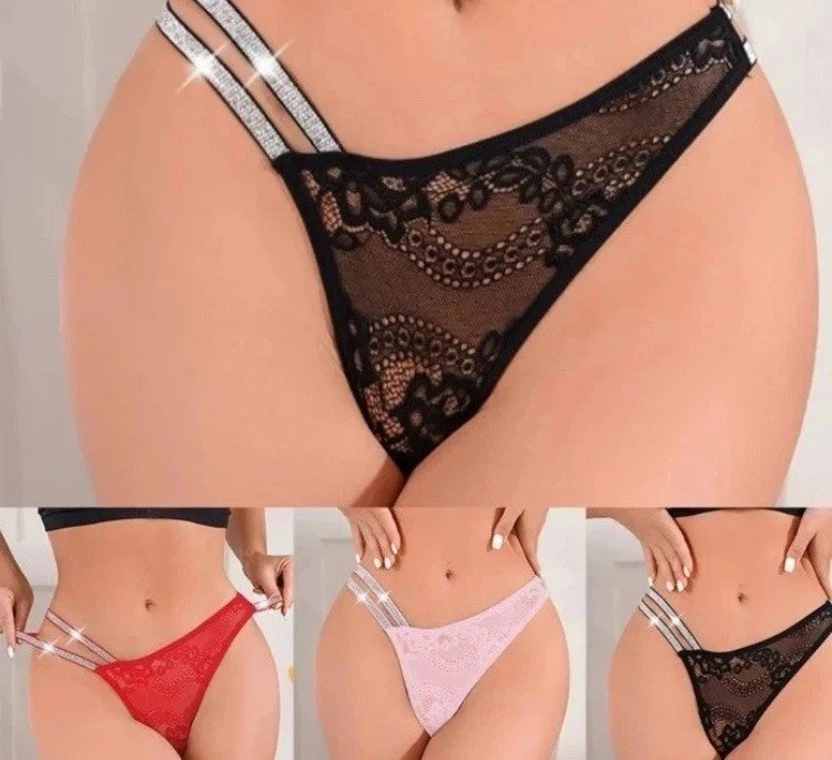 D -:) Women’s Sexy Briefs Underwear Knickers Thongs G-String 3PCs