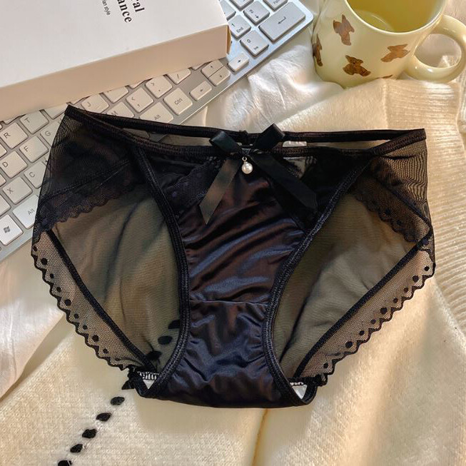 2 Pack Lot Womens Sheer Satin Panties Underwear Brief Bikinis Low Rise Lingeries
