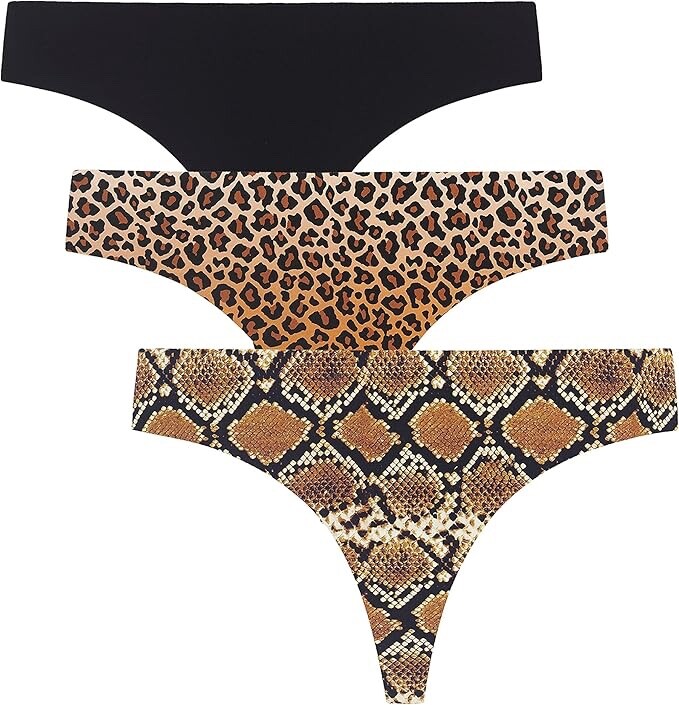 PLUMS Underwear Co. Women’s 3 Pack Laser-Cut Seamless Thong Underwear Panties
