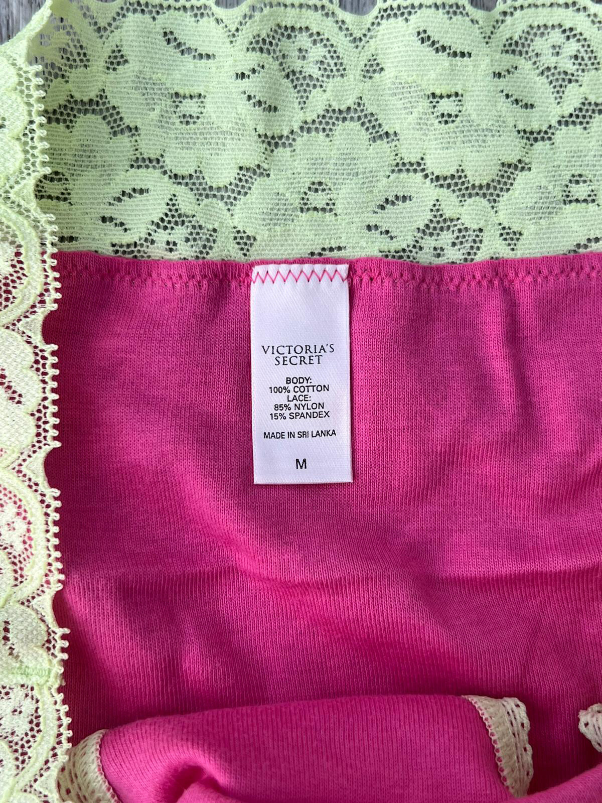 Vintage 2005 Victoria’s Secret 100% COTTON Lace Waist Hi Leg Bikini Panty M NEW