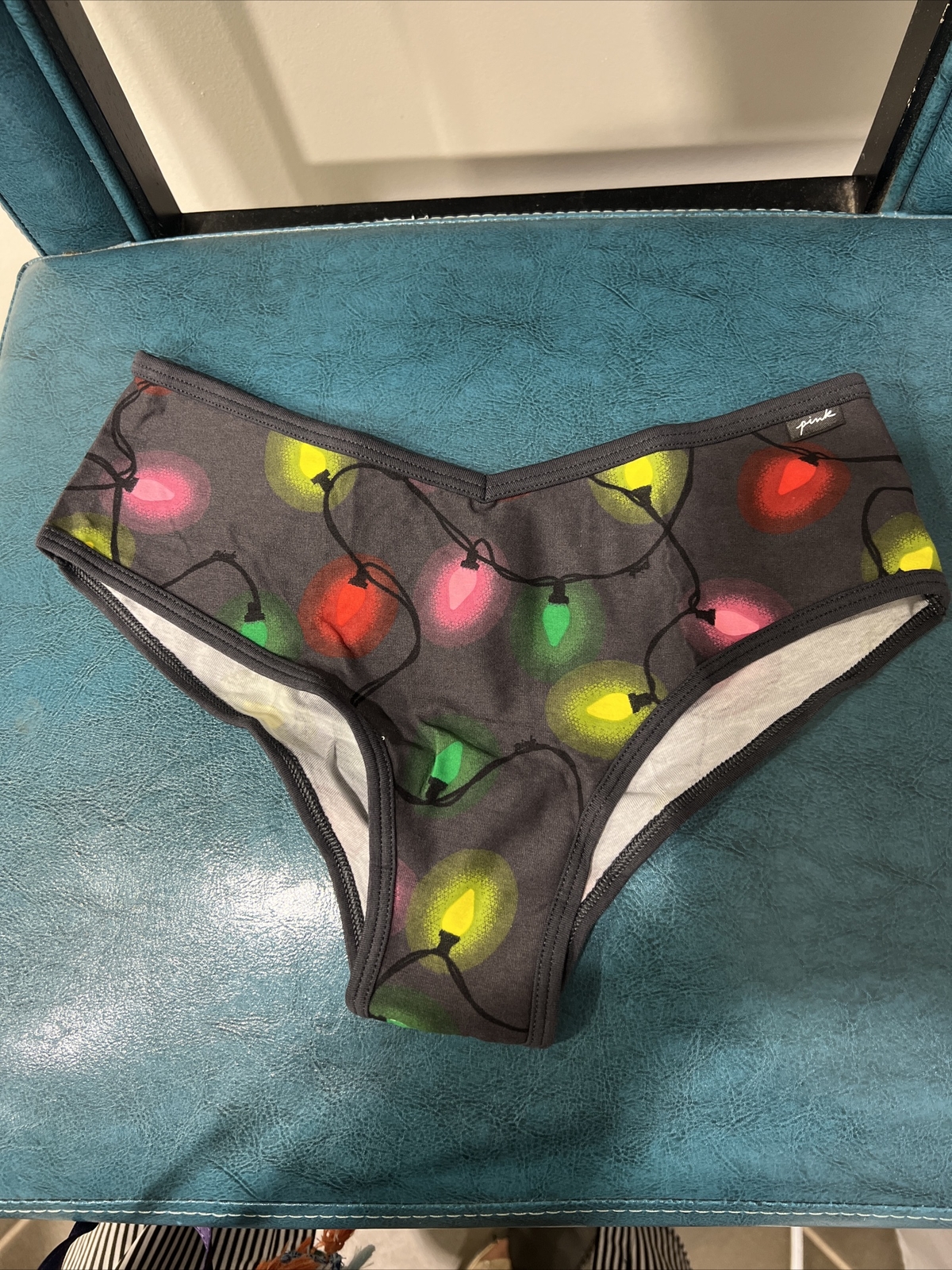 Victoria’s Secret Charcoal grey Christmas Lights cheekster Panty Medium