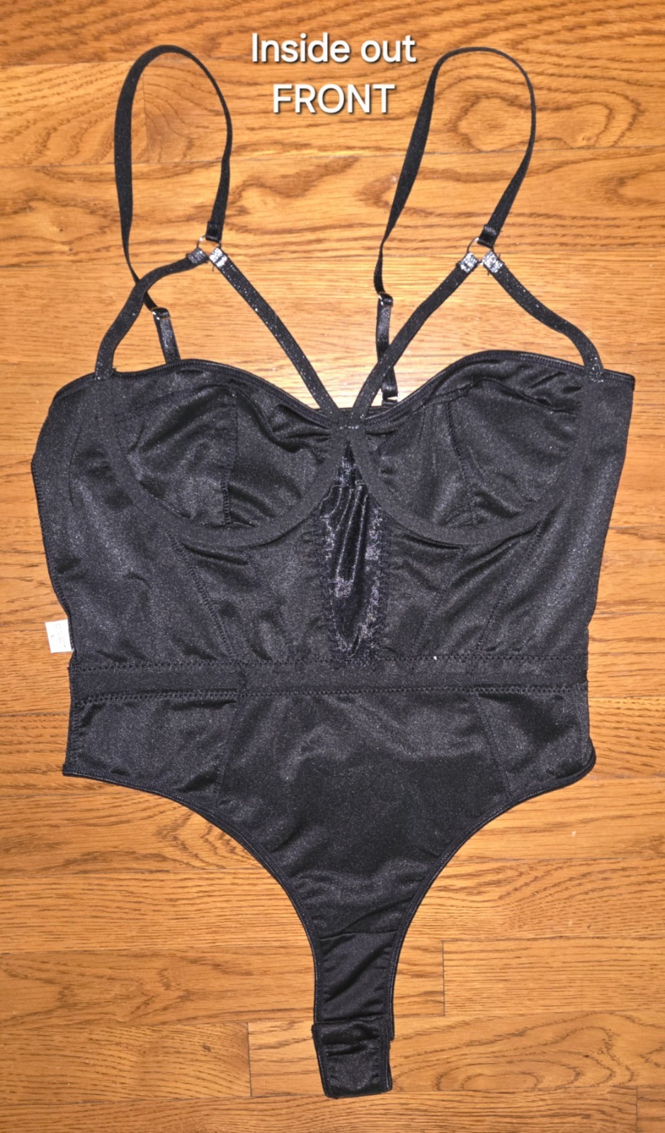 NWOT Black Bodysuit With Silver Trim. Figure Flattering. Versatile Sz: LARGE (L)