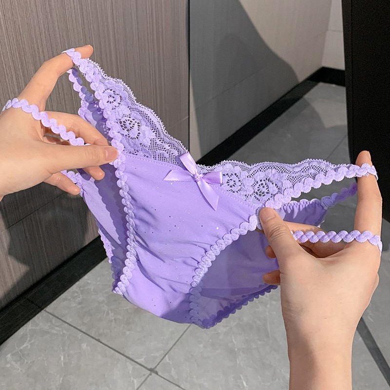 4 Pack Lot Sexy Womens Low Waist Lace Panties Briefs Underwear Sheer Lingeries