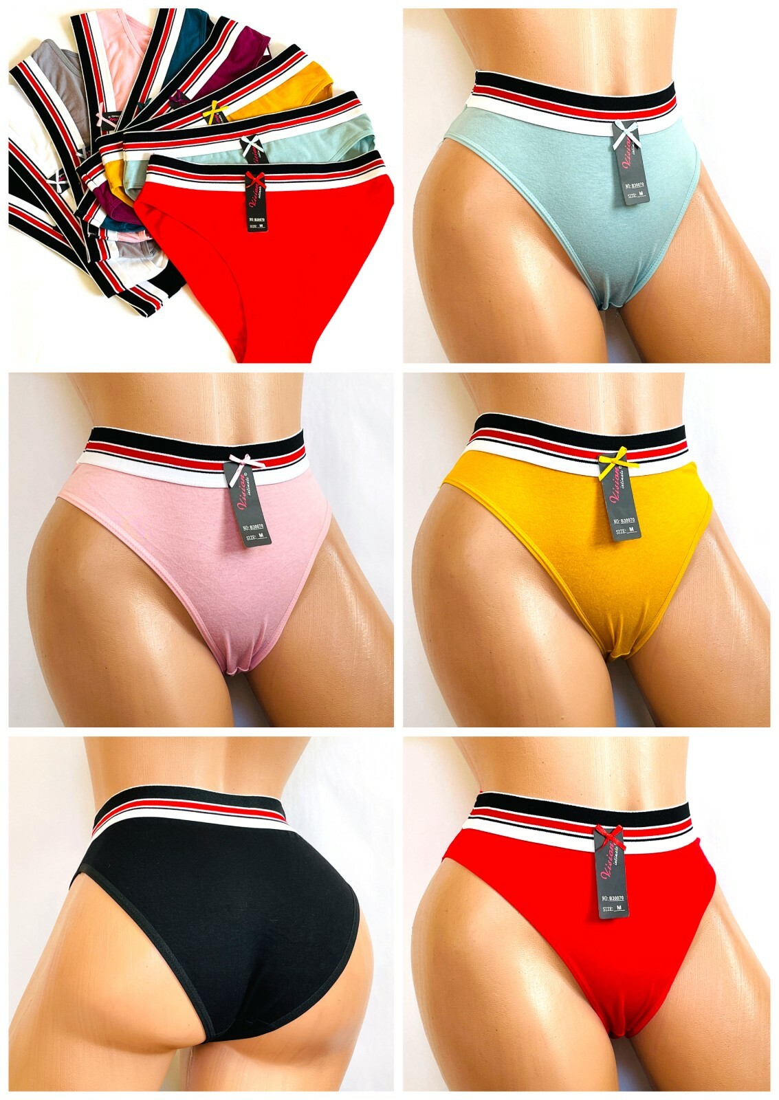 6-12 Bikini Cheeky Sexy Sports Panties 95% Cotton Panties 30070 Underwear S-XL