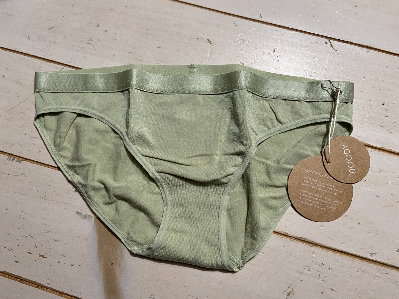 NWT Boody Womens Lyolyte Hipster Bikini Bottom Underwear Vegan Sage Small
