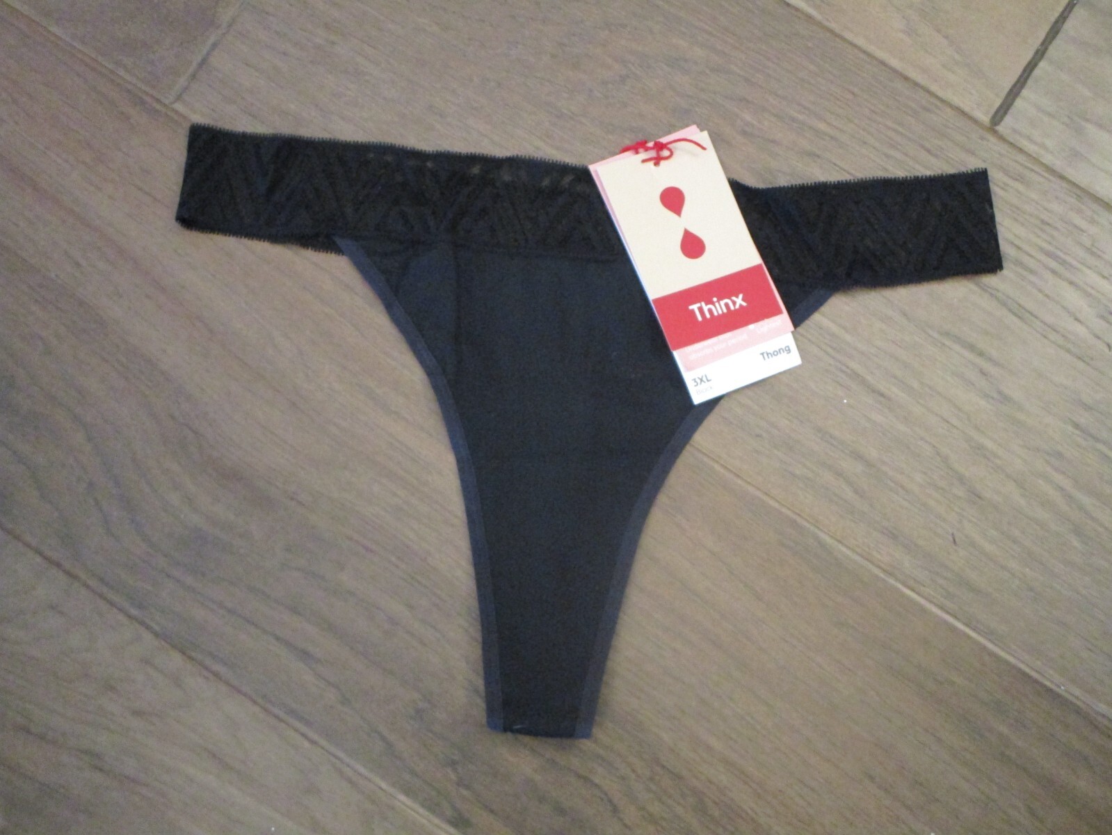 THINX BLACK THONG LIGHTEST ABSORBENCY PERIOD-PROOF PANTIES SIZE 3XL NEW