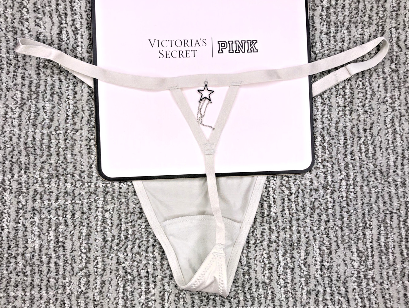 Victoria’s Secret Very Sexy NWT XXL Gray Starstruck Adjustable V String Panty
