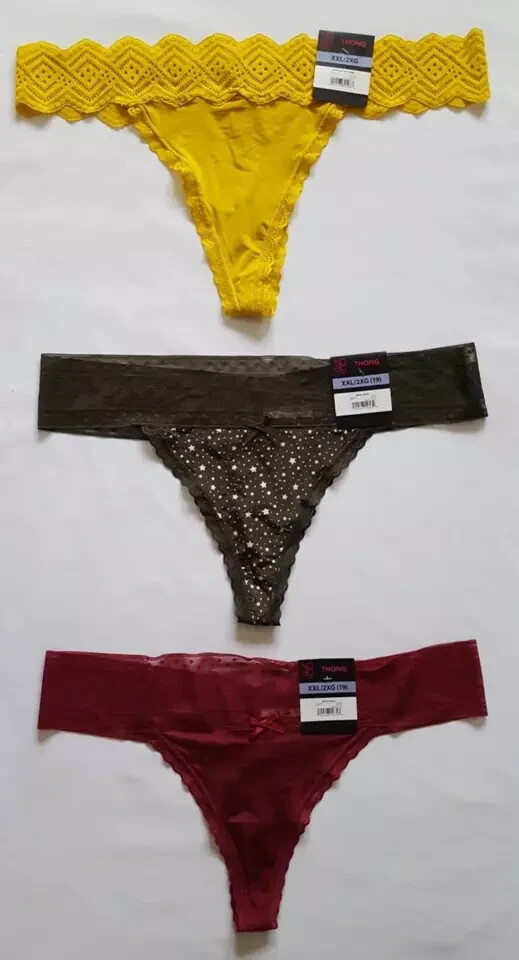 No Boundaries Microfiber & Lace Thong Panties (LOT OF 6) Size XXL(19) Multicolor