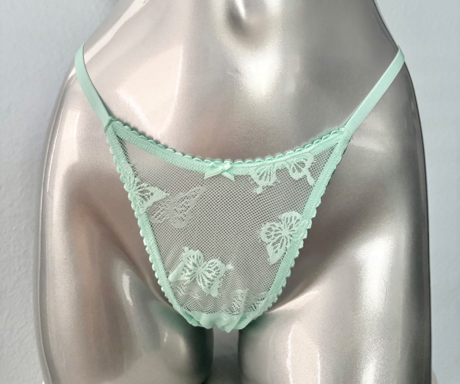 Victoria’s Secret V String Panty Aqua Butterfly Mesh Nwt S M L 2XL