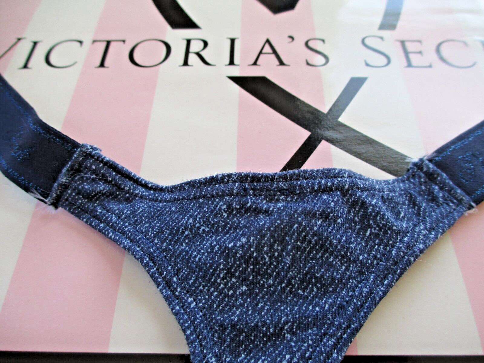 VICTORIA’S SECRET PINK Cotton High Leg Micro Thong Panty VS Denim Blue S M L XL
