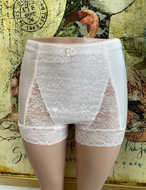Rhonda Shear Blush Pink Floral Lace Smoothing Retro Style Pin Up Panties New