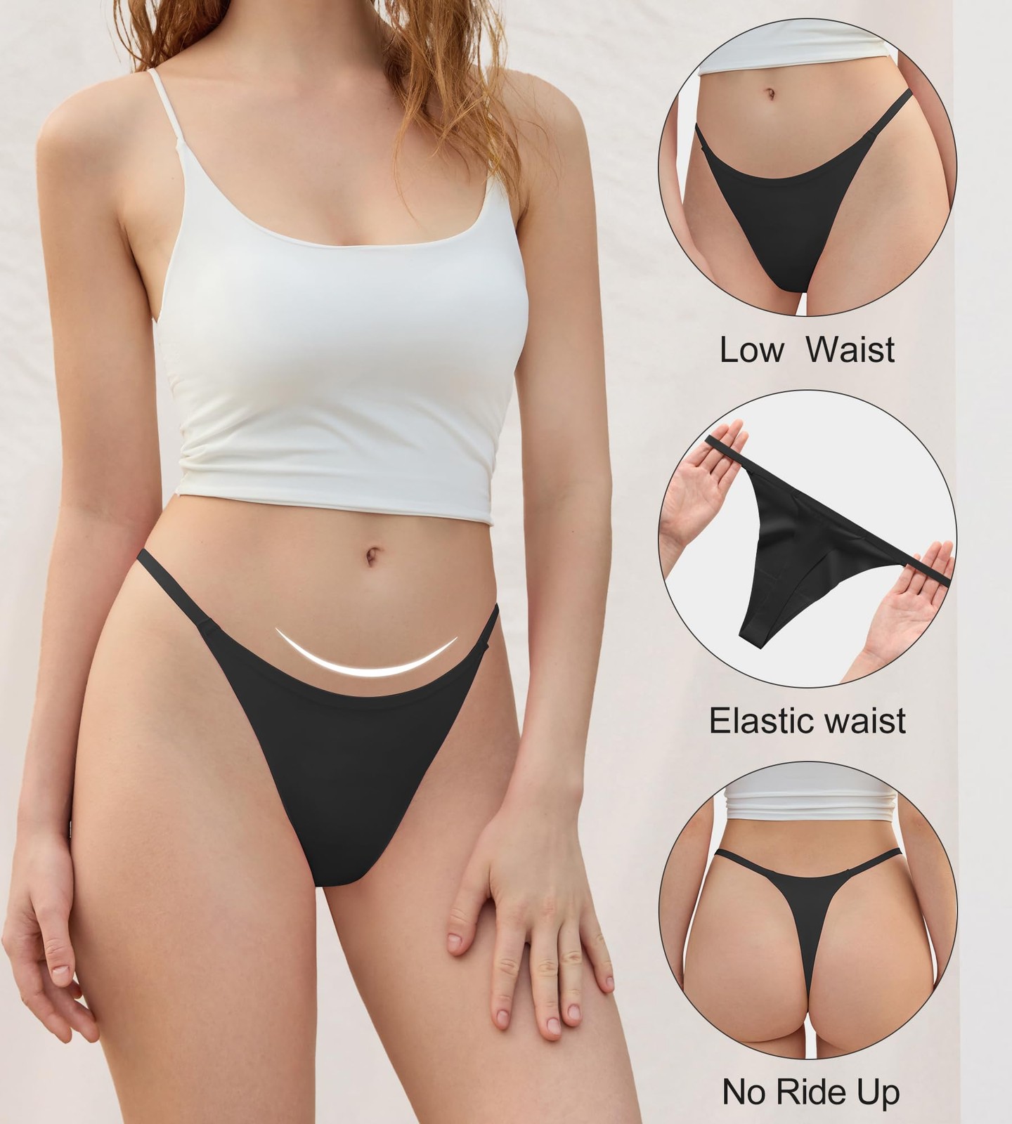 DEANGELMON G-string Thongs for Women Panties No Show Thong Seamless Underwear