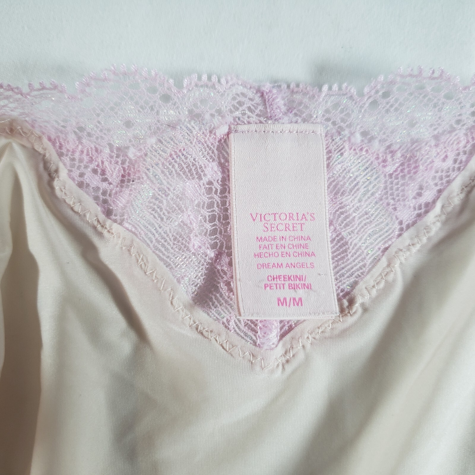 Victoria’s Secret Dream Angels Cheekini Medium Purple Ivory Soft Satin Lace