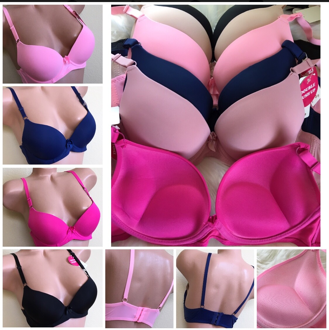 3- 6 Bras T-shirt Women’s Max Lift Extreme Push Up Add 2 Cup Push-ups 99 32B-40C