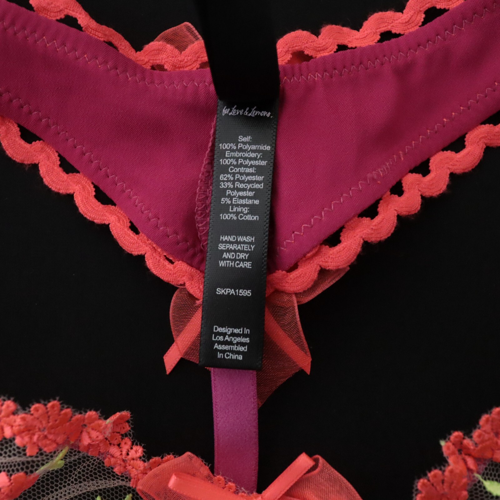 NEW For Love & Lemons VS Rare Satin Sheer Bow Ruffle Thong Panty S SMALL