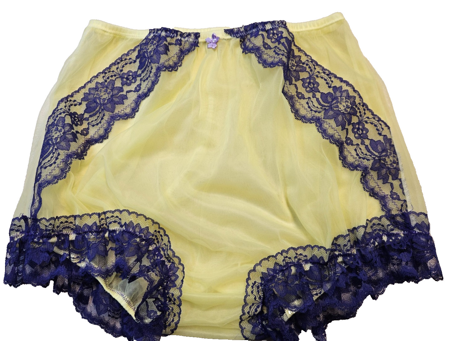 2 Layer YELLOW SHEER Nylon PURPLE Bloomer SISSY PANTY Men Women 27-42 Waist **