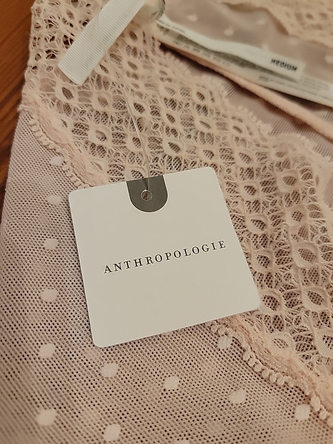 Anthropologie Womens M Pink Rose Lace High Waisted Panties Sheer Sexy Comfort