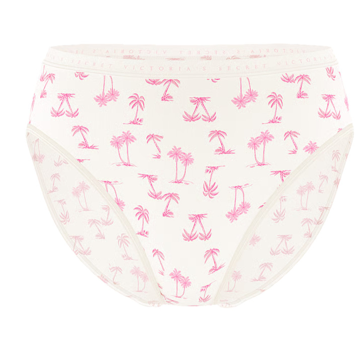 S M L XL XXL Pink Palm Tree Cotton Victorias Secret HighLeg Waist Brief Pantie