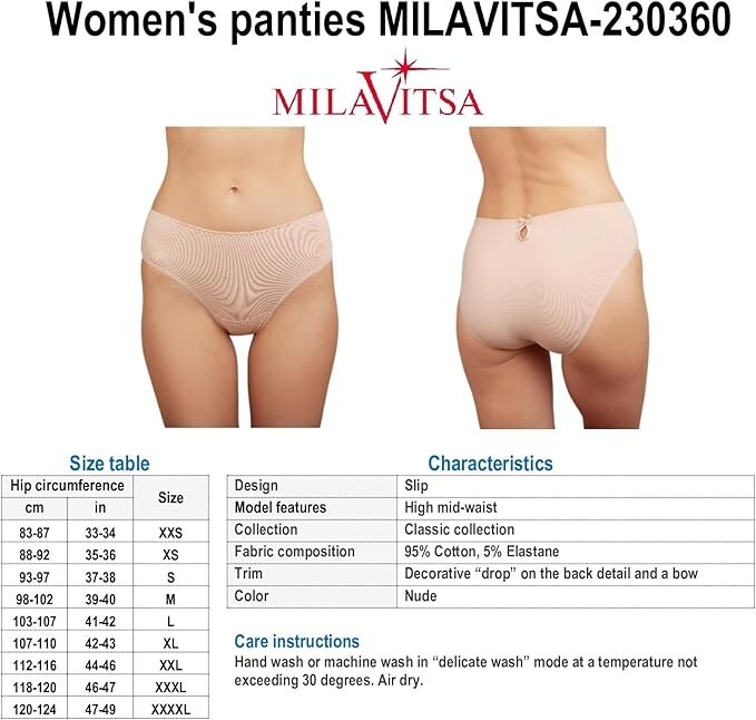 MILAVITSA-230360 Classic Women’s Panties Slip, Nude