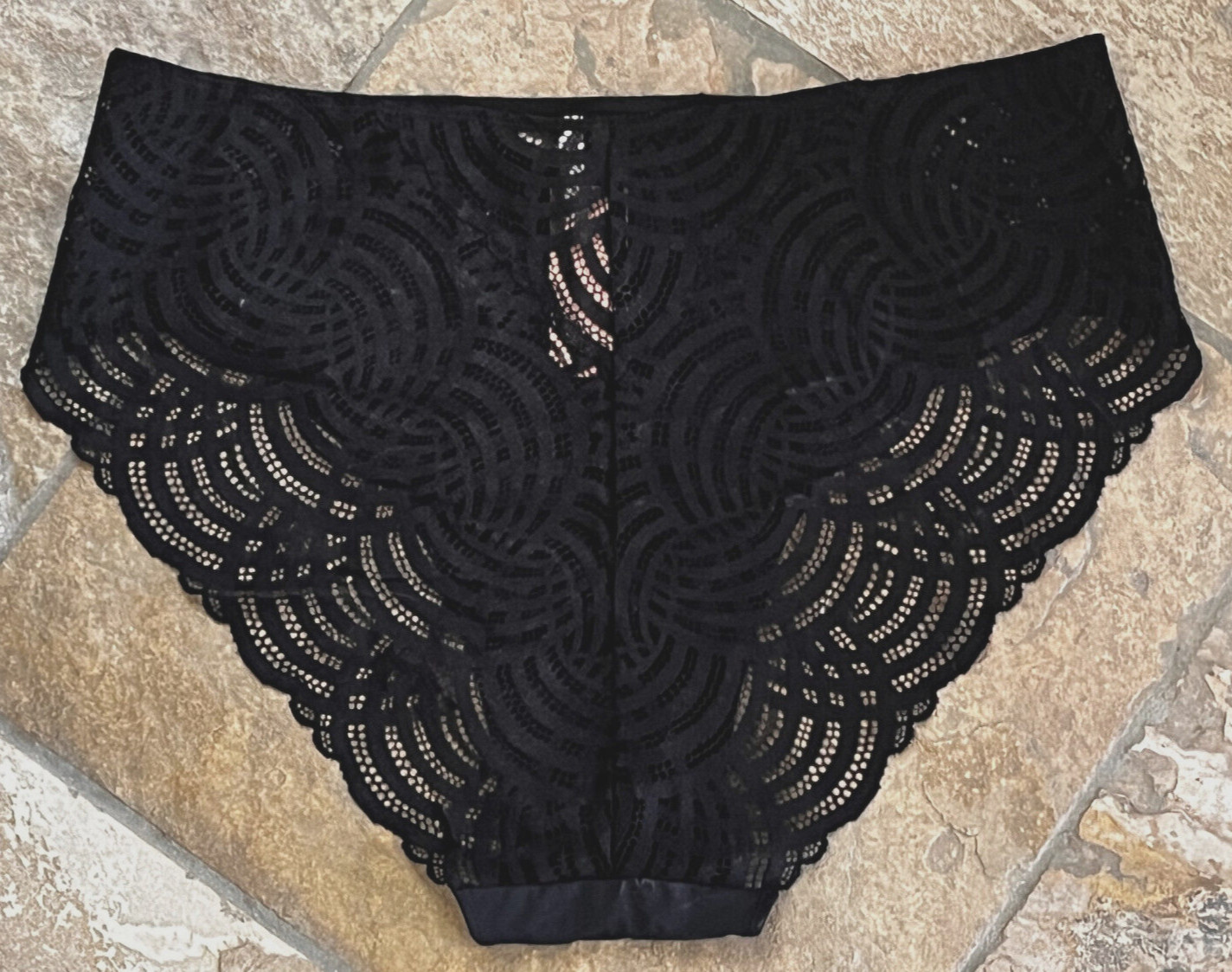 THIRD LOVE Size 1X Sheer Black Lace Back Silky Front Cheeky Hi Cut Panties NWT